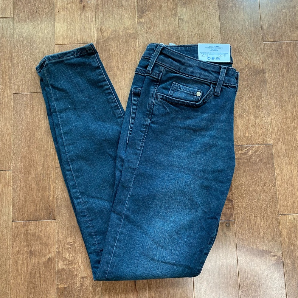 (2 for $20) H&M Skinny Denim Jeans super stretch dark 25/30